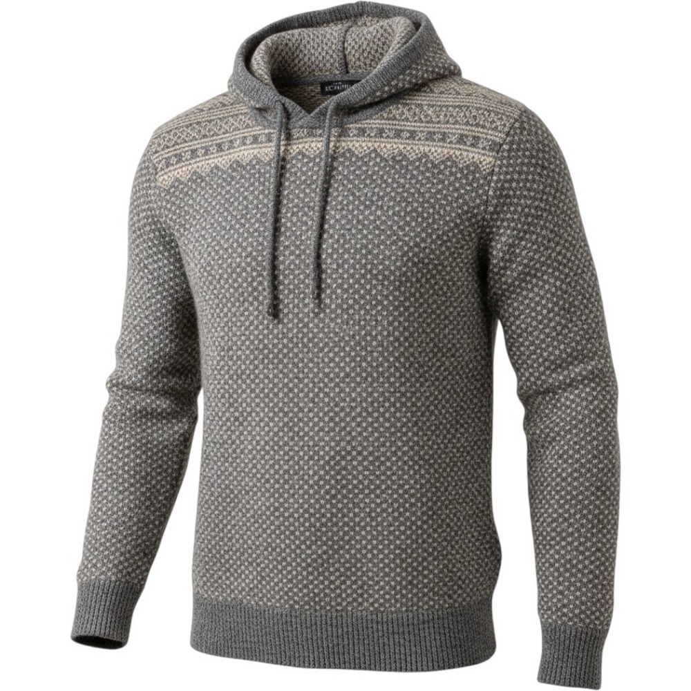 J. Crew Mercantile Mens Large Gray Birdseye Fair Isle Lambswool Hoodie K3328